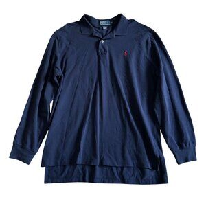 Ralph Lauren Polo Shirt Mens Large Long Sleeve Preppy Classic Casual Blue
